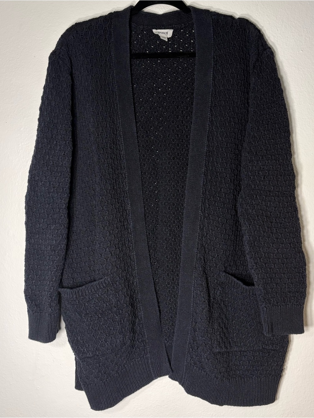 Pact Navy Open-Front Knit Cardigan with Pockets